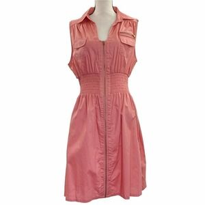 J Gee Blush Pink Sleeveless Collared Full Zip Mini Shirt Dress